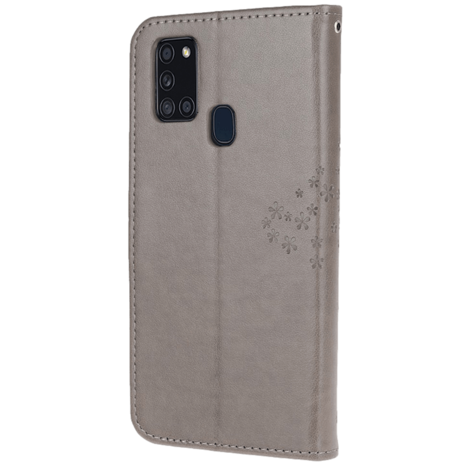 Comfycase Samsung Galaxy A21s Bookcase Hoesje Uiltjes Grijs
