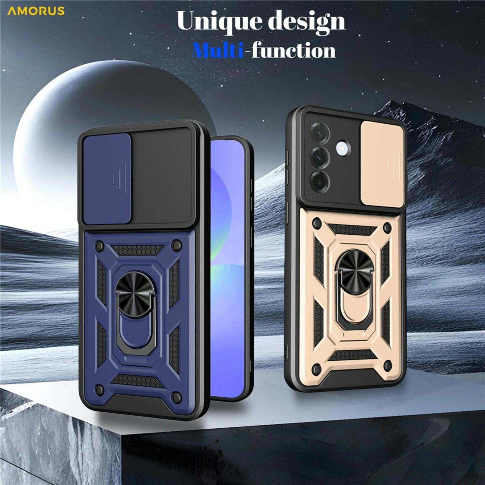 Amorus Samsung Galaxy A27 Shield Case met Camera-slider Zwart