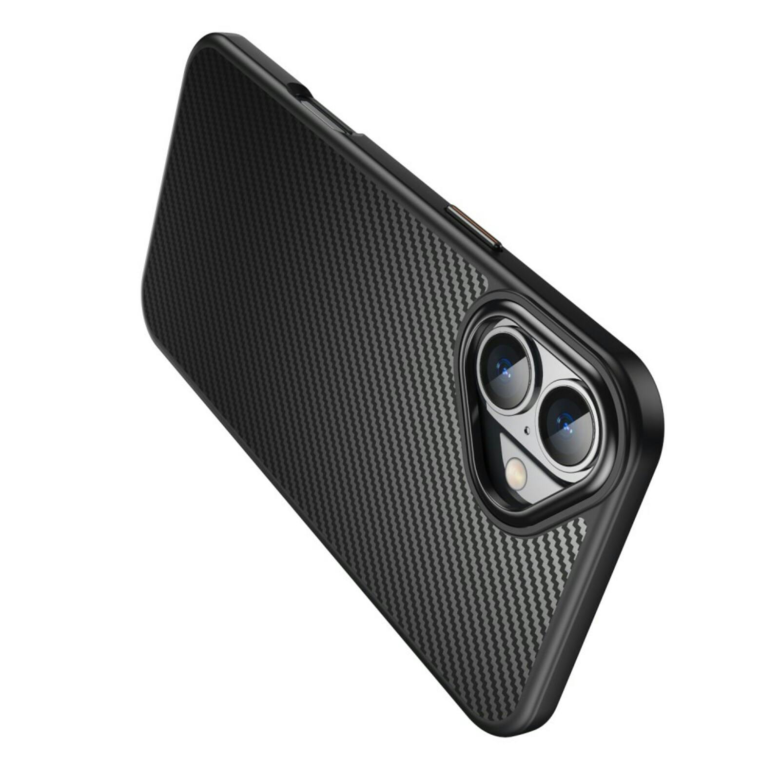 Mocaa iPhone 16 Slim Carbon Pantser MagSafe Case Zwart