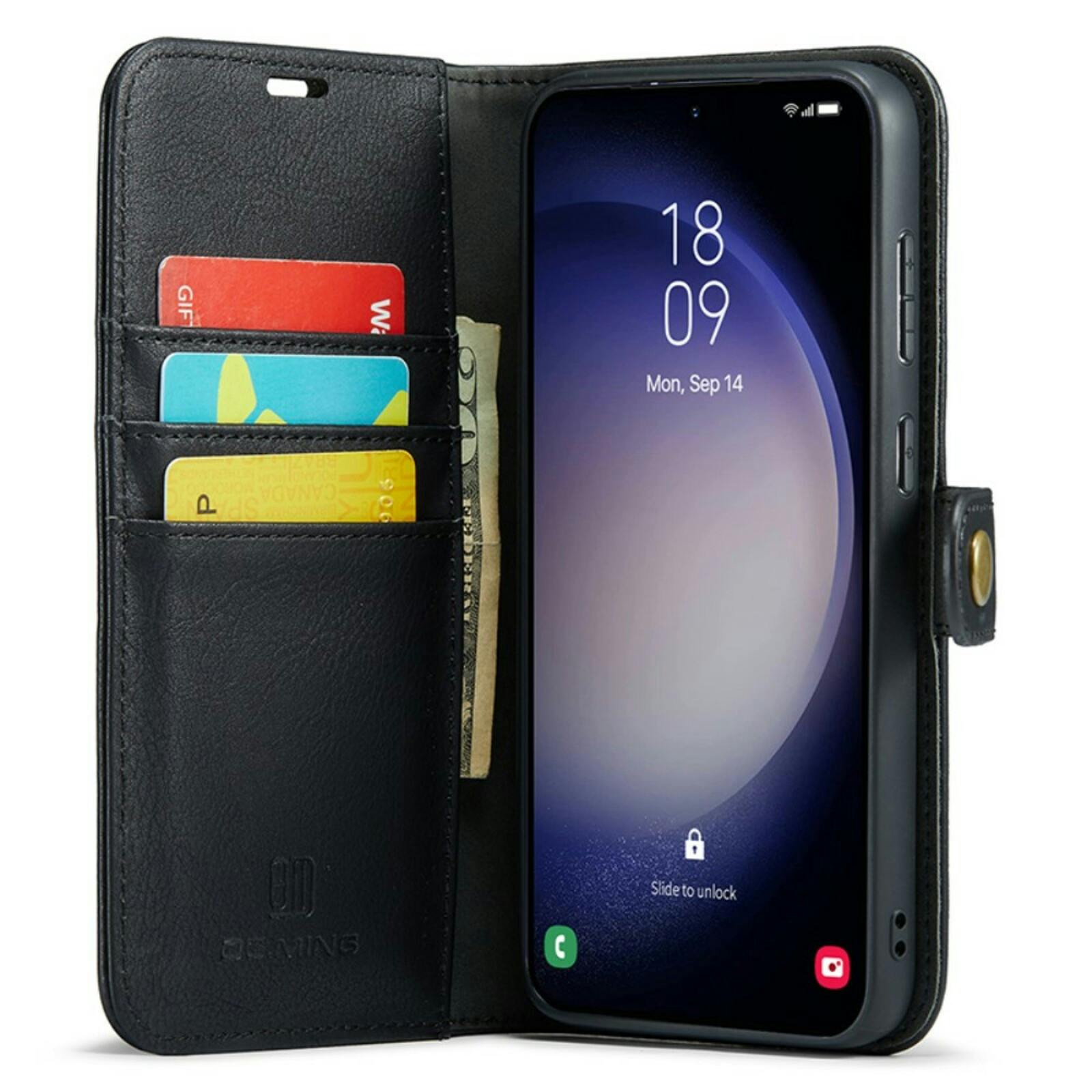 DG.MING Samsung S23 FE Lederen 2-in-1 Wallet en Hoesje Zwart