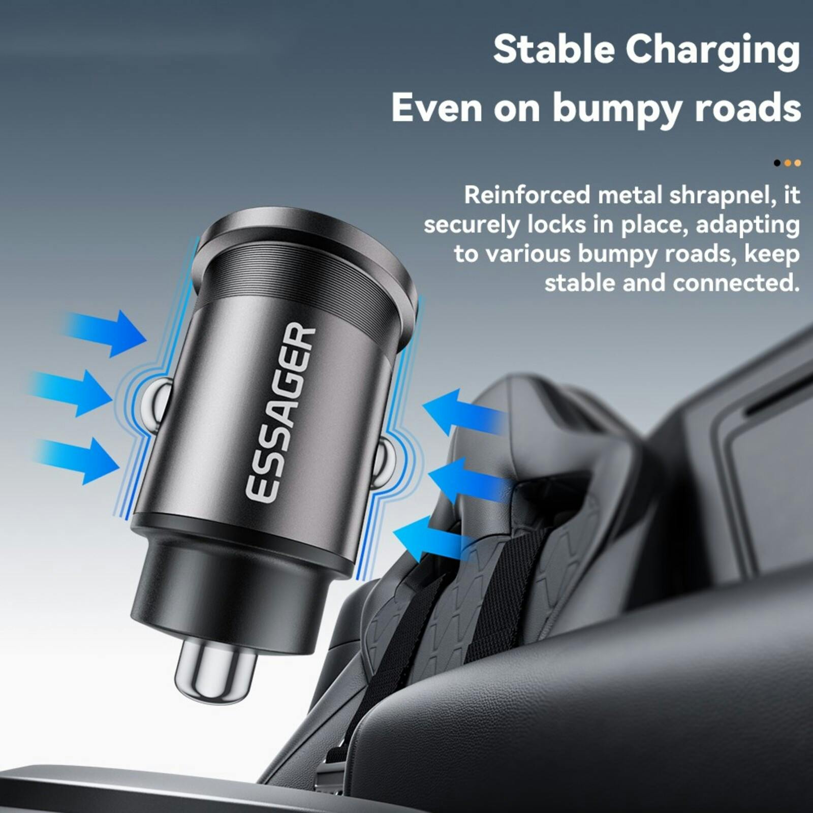 Essager 45W Dual Port Autolader Zwart