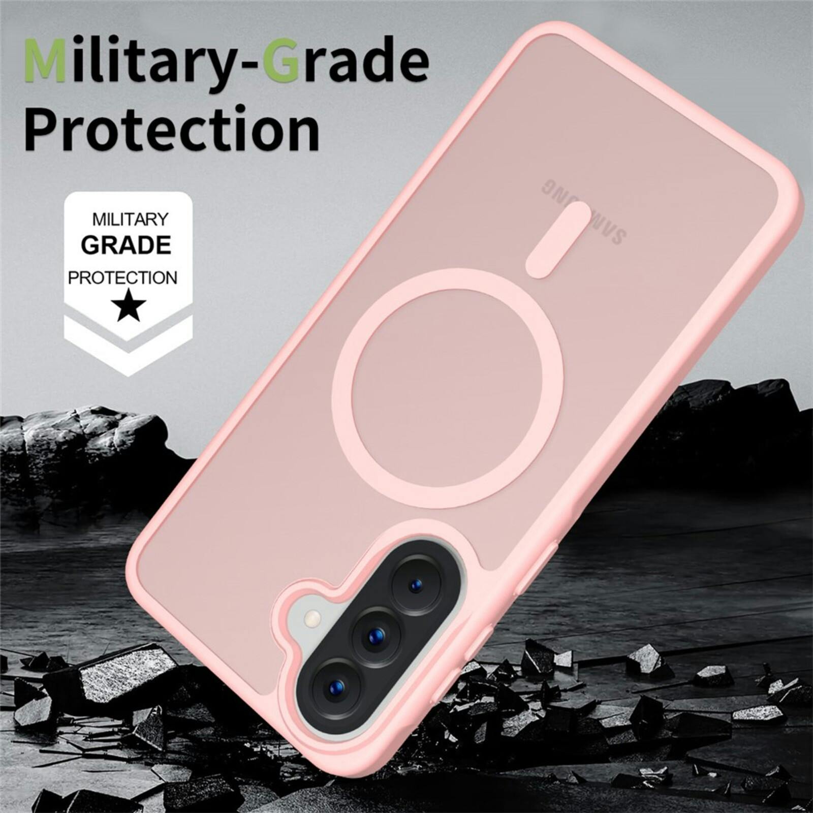 CaseBody Samsung Galaxy A57 Slim Anti-Shock MagSafe Hoesje Roze