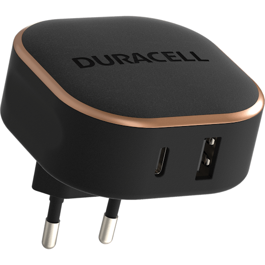 Duracell USB-C + USB-A Oplader 30W Zwart - Voorkant