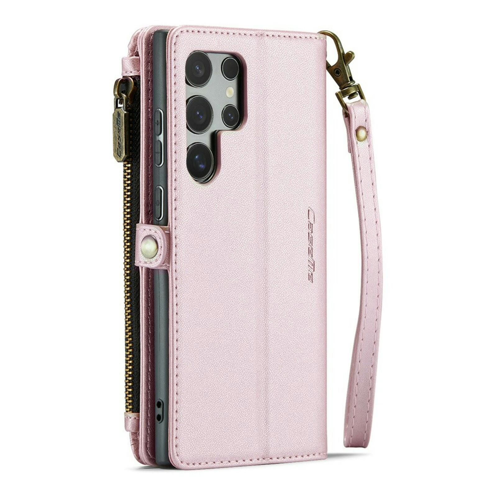 Caseme Samsung S24 Ultra Clutch Wallet met Koord Roze
