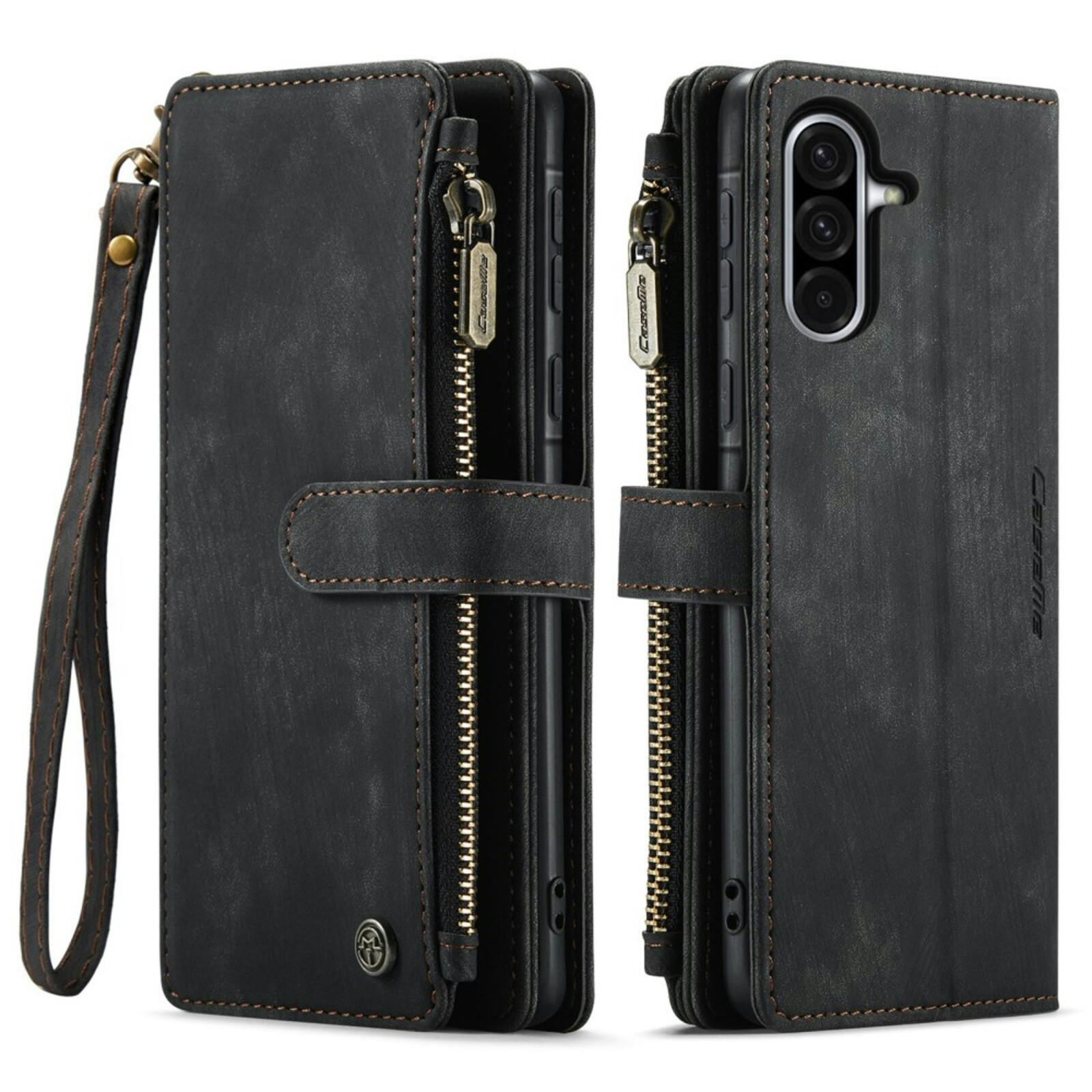 Caseme Samsung Galaxy A56 Vintage Wallet Hoesje Zwart