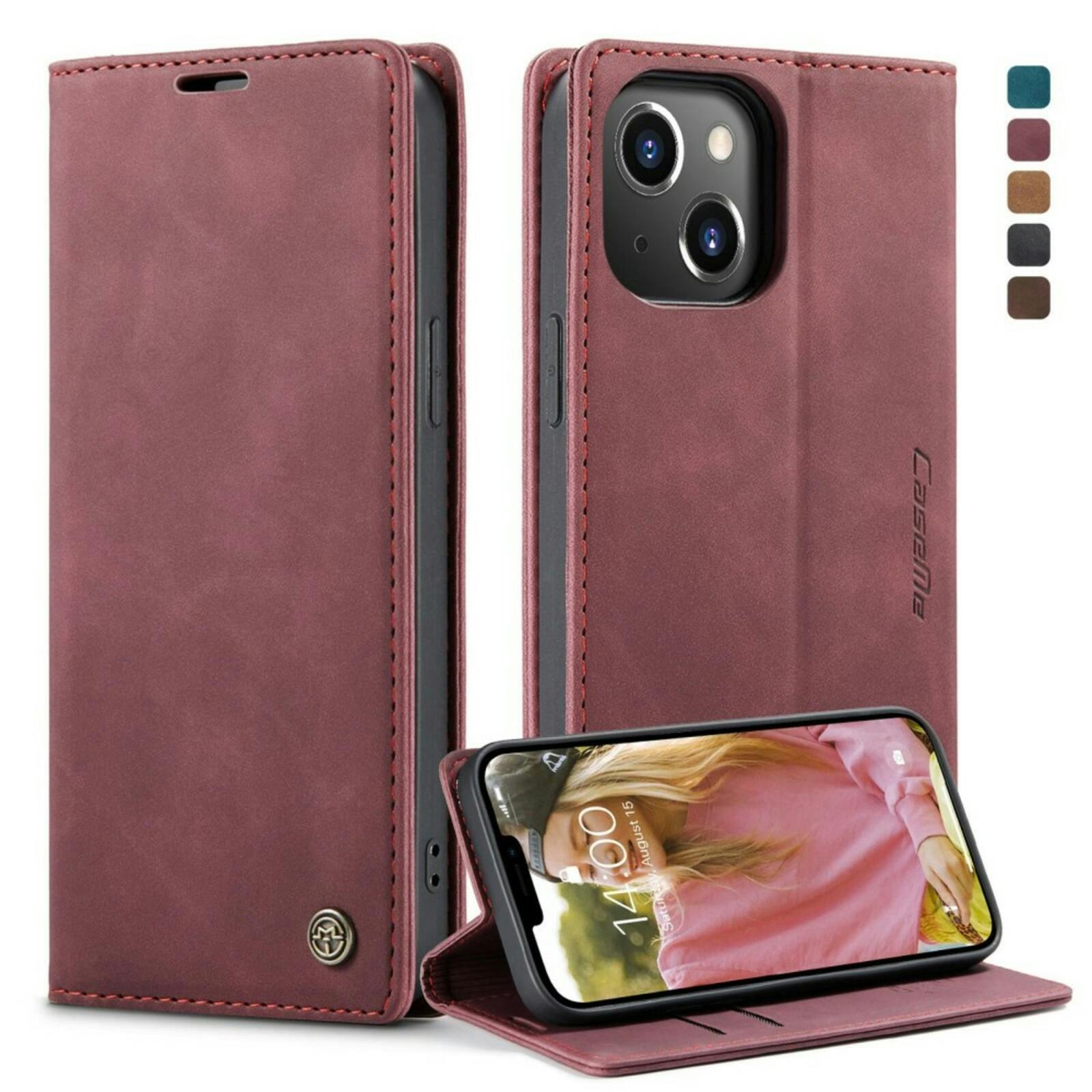 Caseme iPhone 13 Business Wallet Bookcase Hoesje Rood