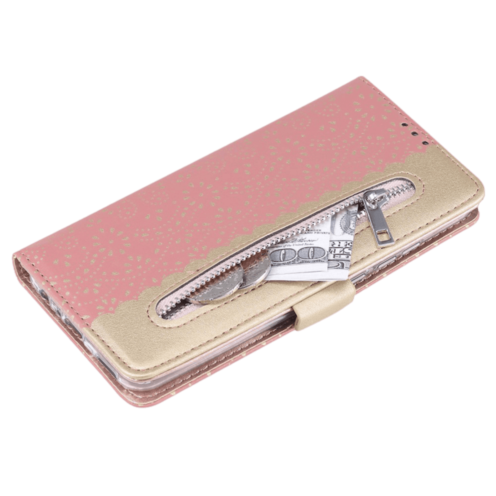 CaseBody Samsung Galaxy A21s Lace Zipper Portemonnee Hoesje Roségoud