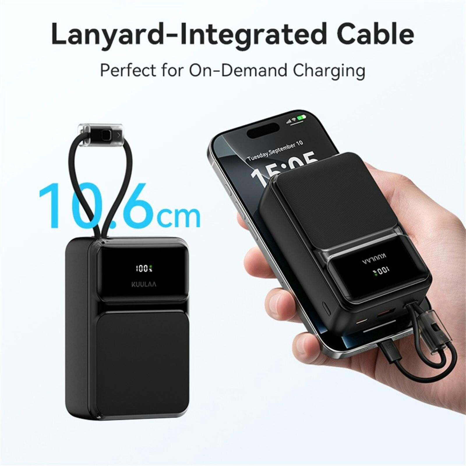 Kuulaa High Capacity Mini Powerbank 30.000mAh Zwart
