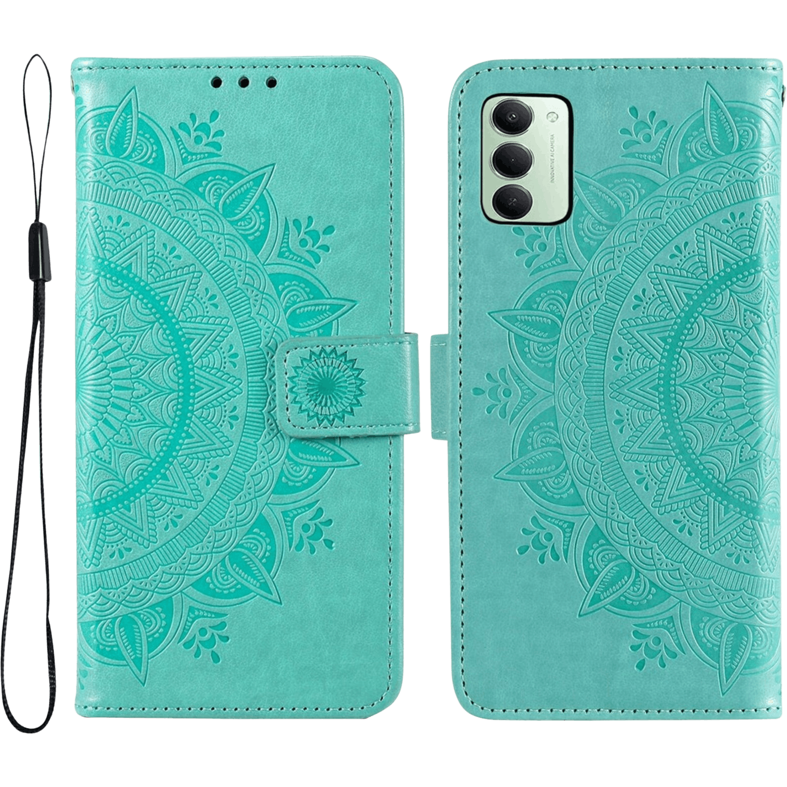 Comfycase Xiaomi Redmi 15 5G Mandala Wallet Groen - Voorkant