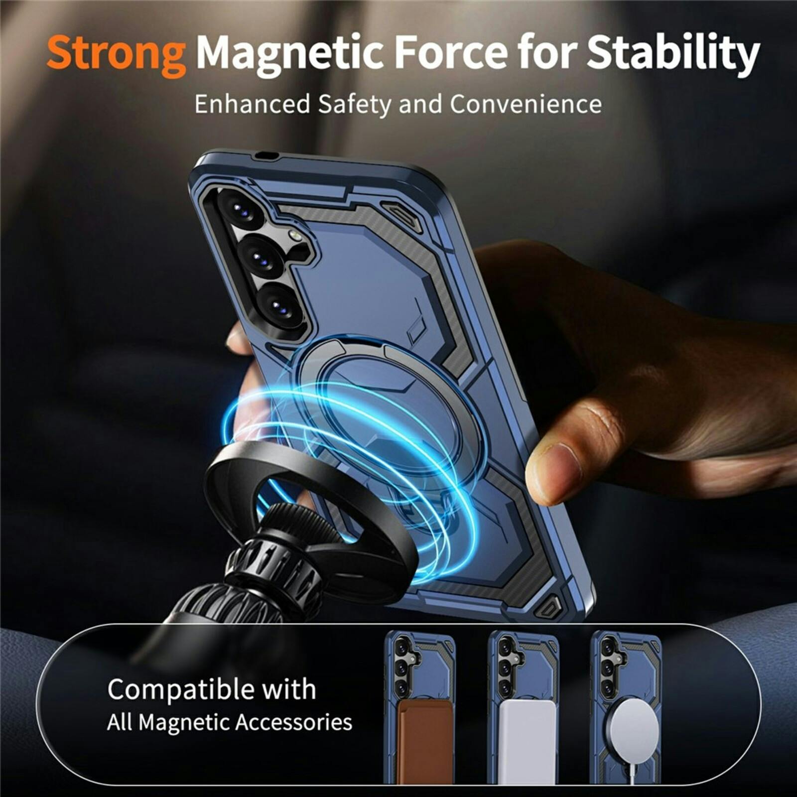 CaseBody Samsung Galaxy S26 Magnetic Kickstand Ring Hoesje Blauw