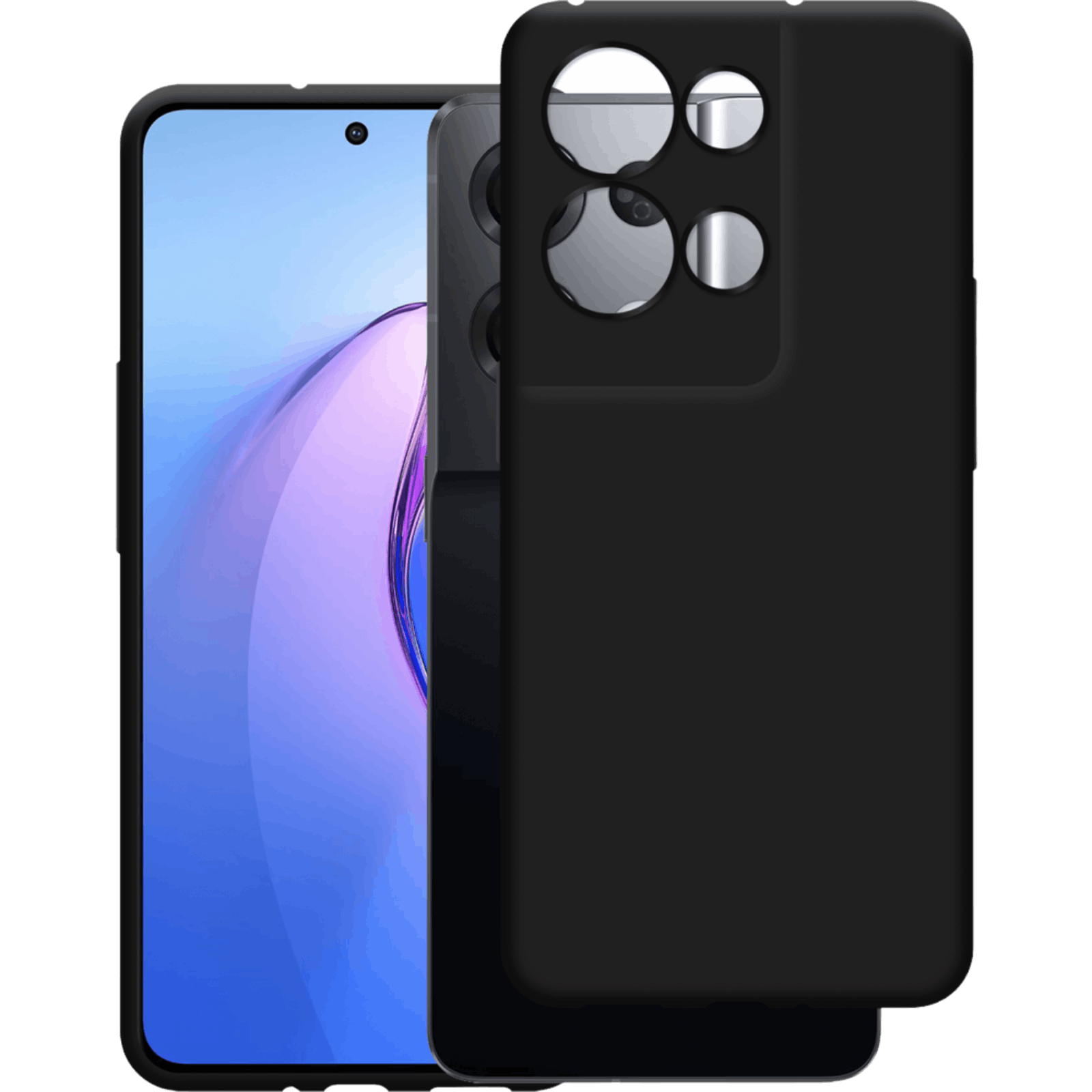 Just in Case OPPO Reno8 Pro TPU Hoesje Zwart - Voorkant & achterkant