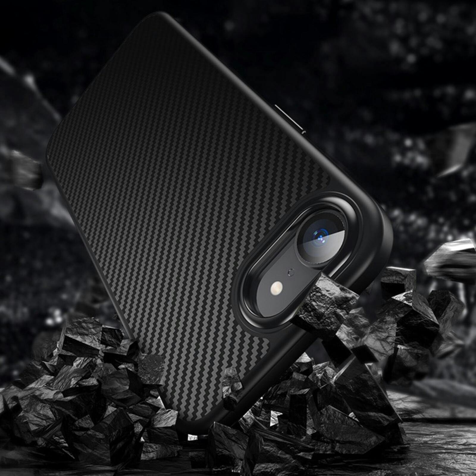 CaseBody Apple iPhone 16e / 17e Carbon Fiber Hoesje Zwart