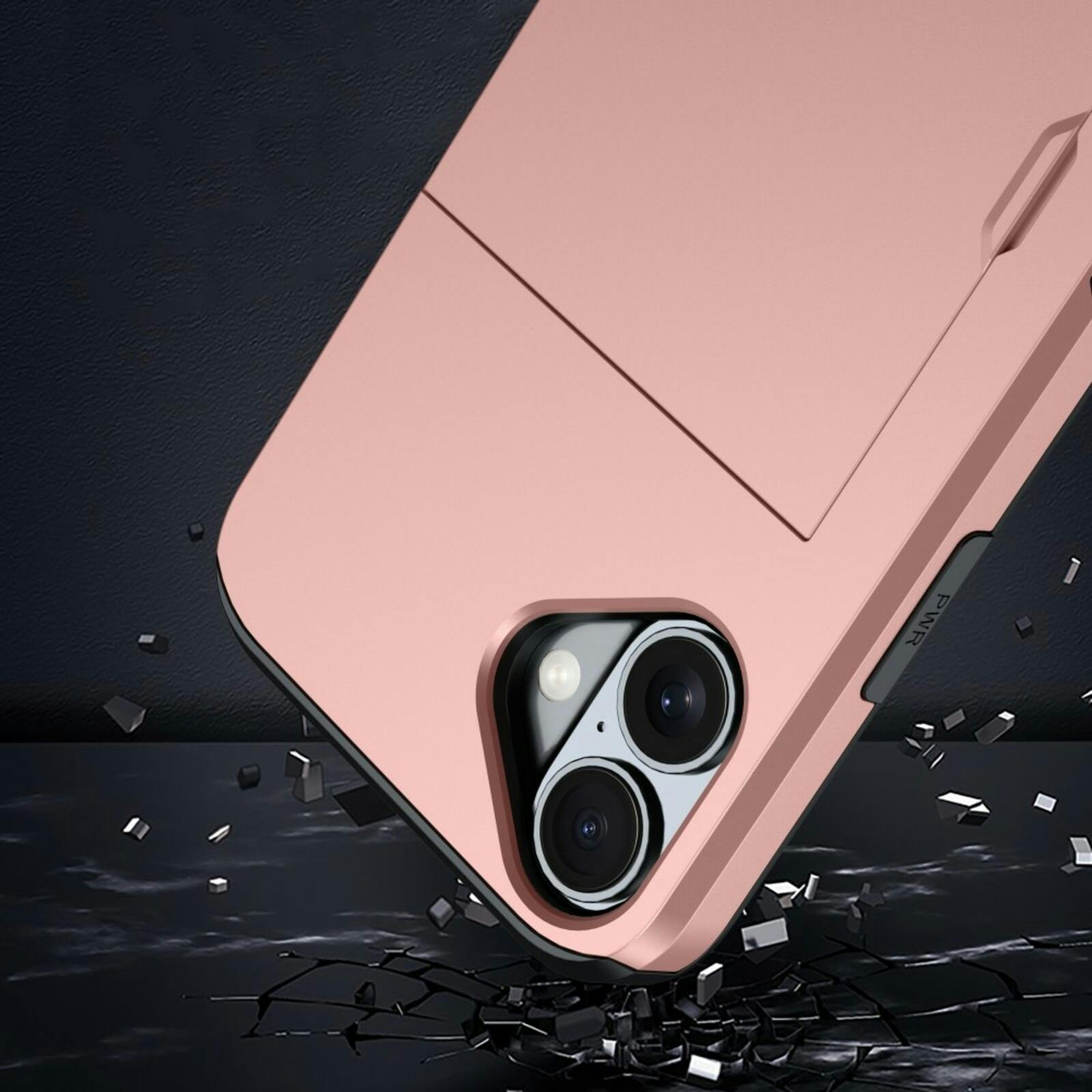 Slide Case Apple iPhone 16 Plus Hoesje met Pashouder Roségoud