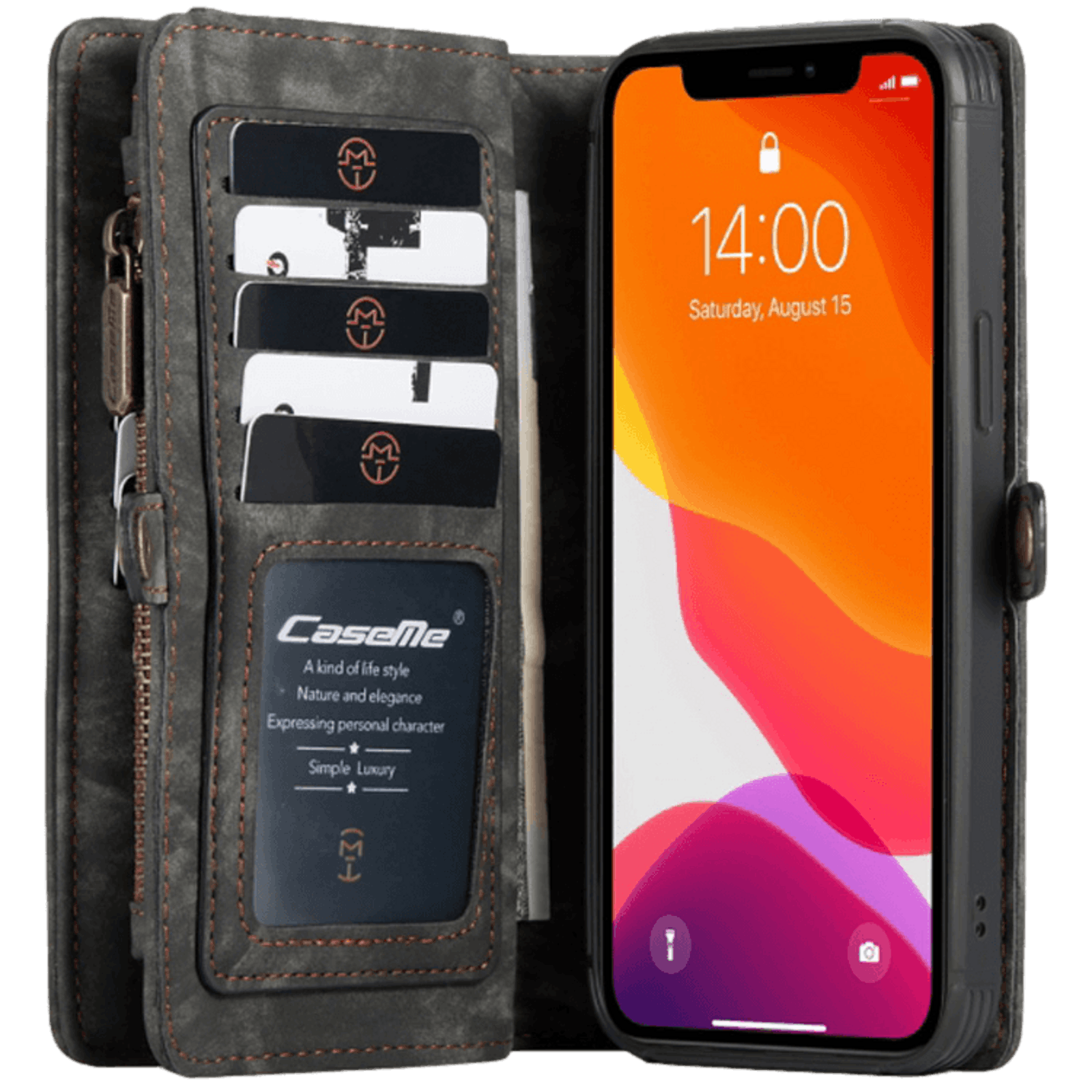 Caseme iPhone Xs Max Vintage Bookcase Hoesje Zwart