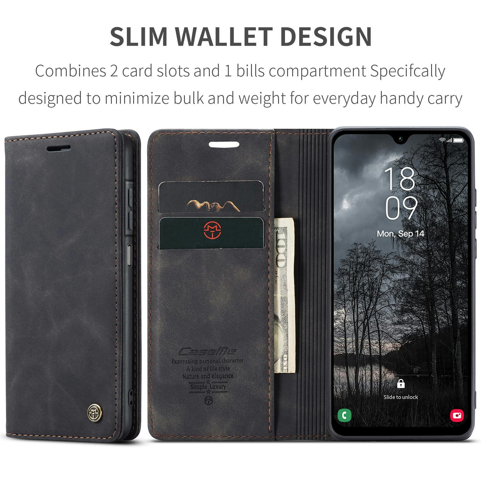 Caseme Samsung Galaxy A57 Business Bookcase Hoesje Zwart