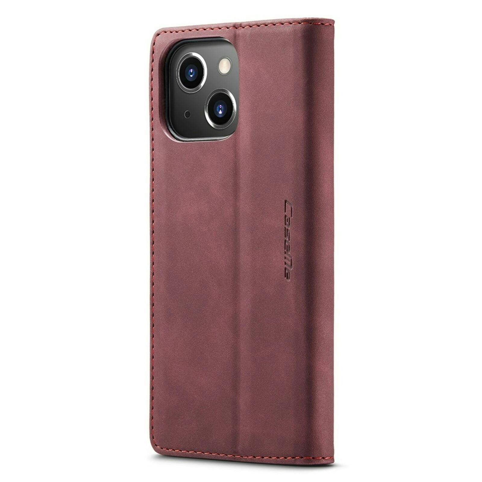 Caseme iPhone 13 Business Wallet Bookcase Hoesje Rood