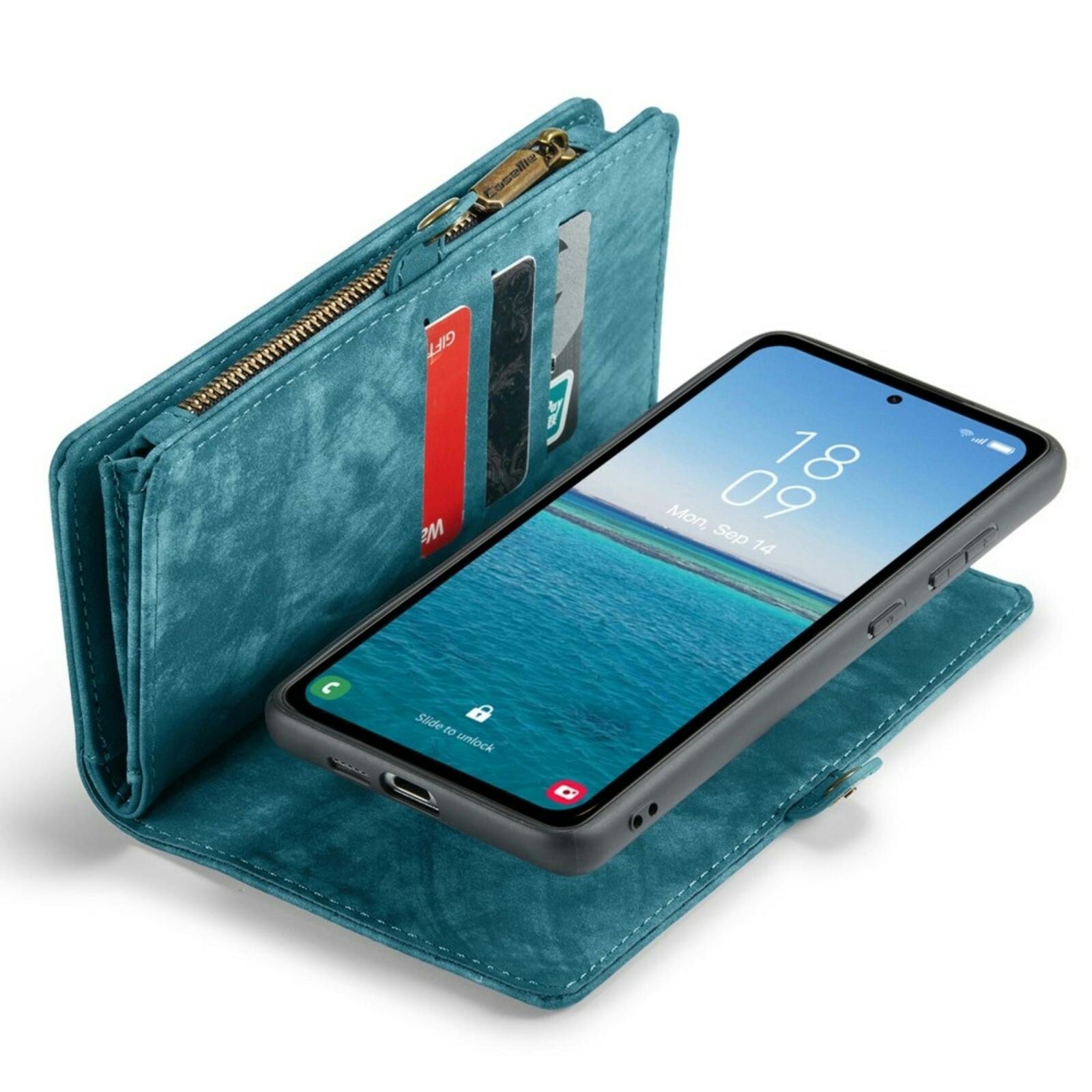 Caseme Samsung A55 Vintage Wallet Hoesje Blauw