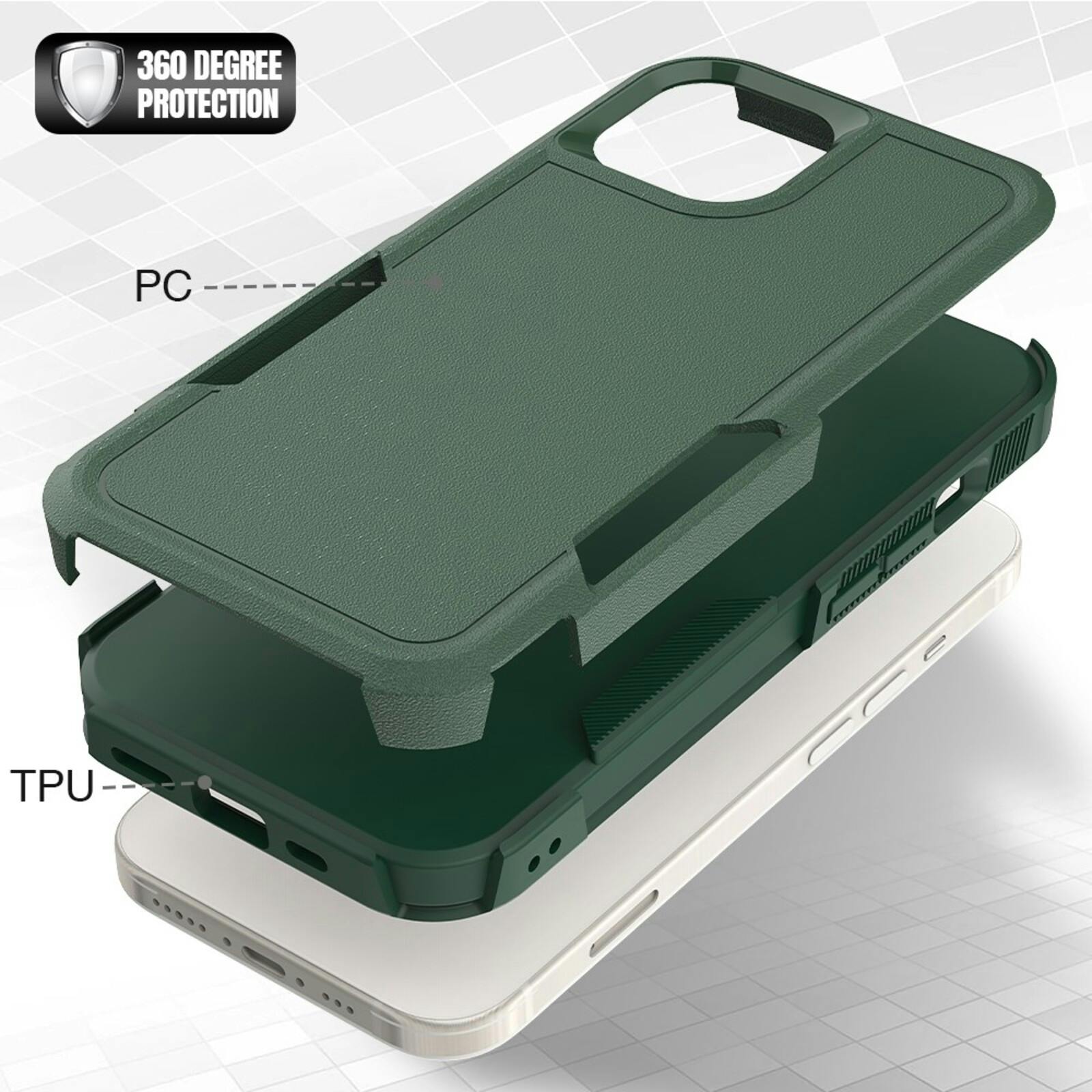 CaseBody Apple iPhone 15 Rugged Armor Back Cover Donkergroen