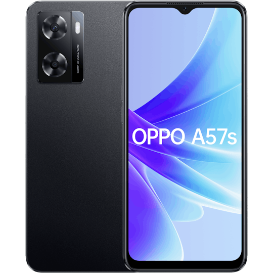 OPPO A57s Glowing Black - Voorkant & achterkant