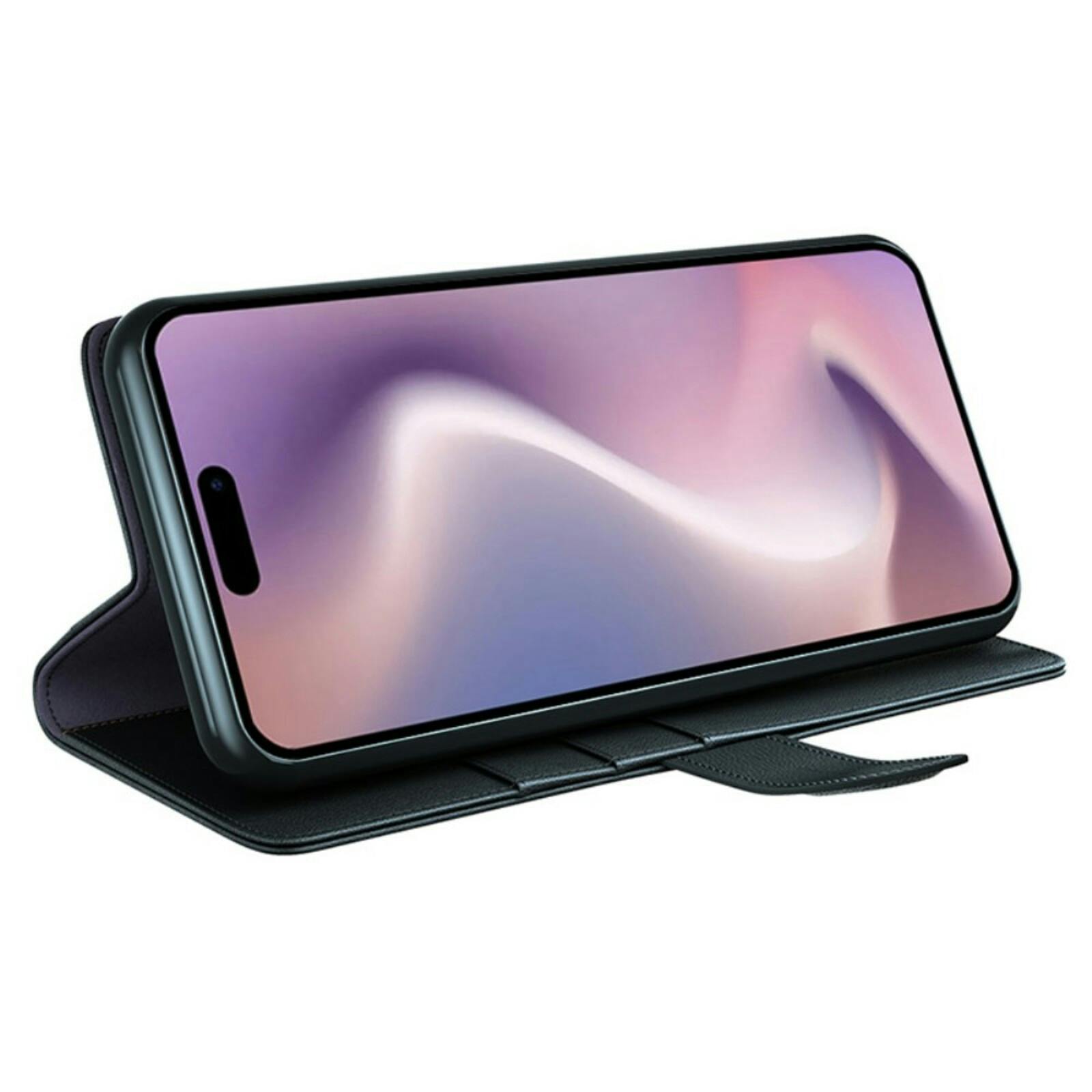 Fonexio Apple iPhone 16 Luxe Lederen Book Case Zwart