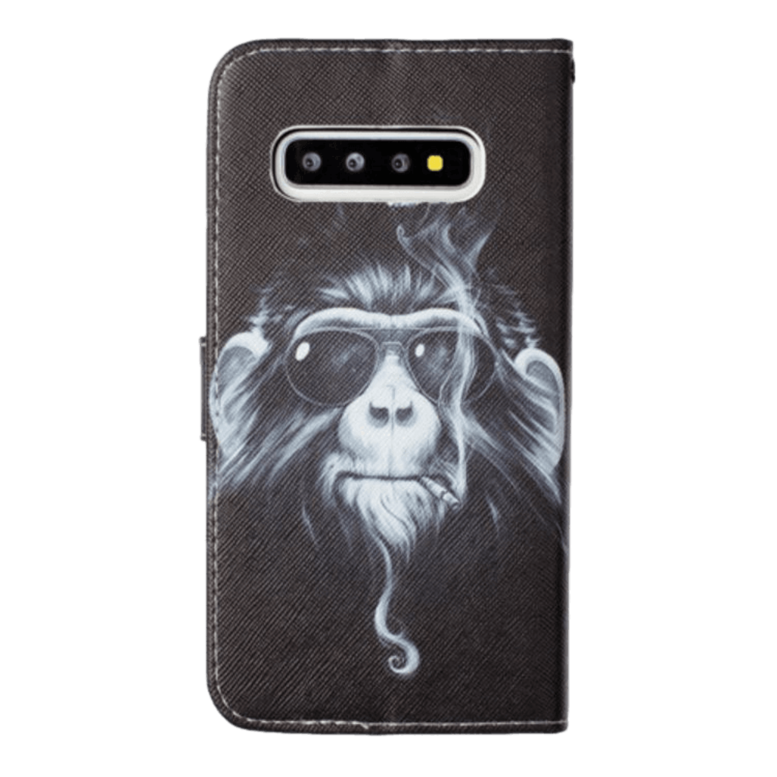 Comfycase Samsung Galaxy S10 Smoking Monkey Bookcase Hoesje Zwart