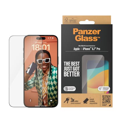 PanzerGlass iPhone 15 Pro Max Ultra-Wide Fit Screenprotector Transparant
