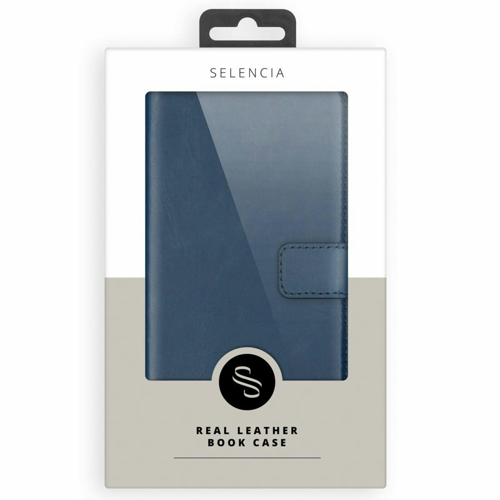 Selencia iPhone 14 Pro Max Leren Portemonnee Hoesje Blauw