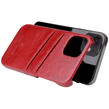 Fierre Shann iPhone 12 (Pro) Luxe Handgemaakt Hoesje met Pasruimte Rood