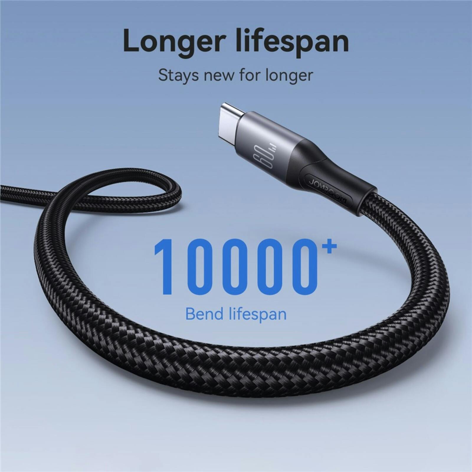 Joyroom 60W USB-C Fast Charging Data Cord Zwart 2m