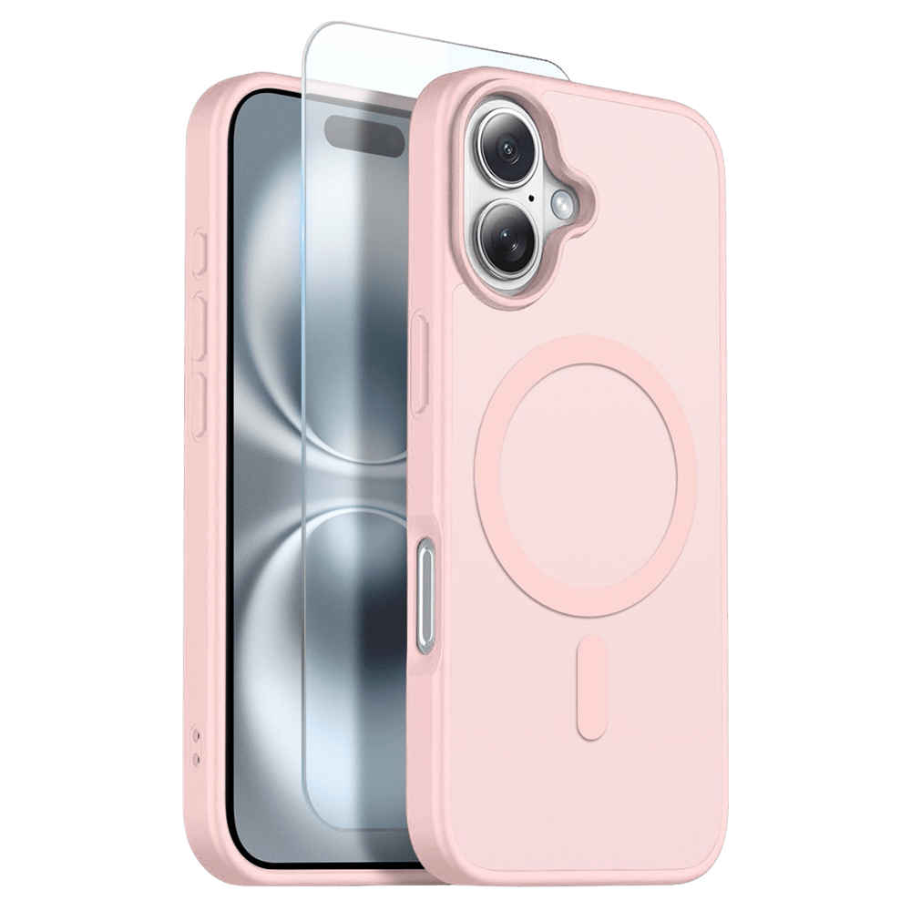 Northjo 2-in-1 iPhone 16 Hoesje – Shockproof, MagSafe + Screenprotector Roze