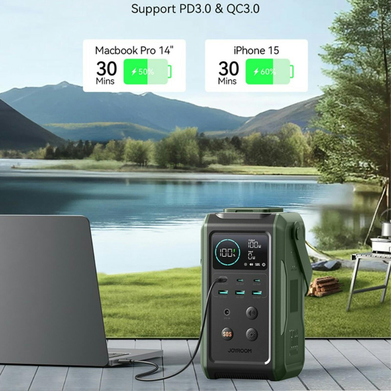 Joyroom 100W 75.000mAh Super Charge Outdoor Power Station Groen 75.000 mAh