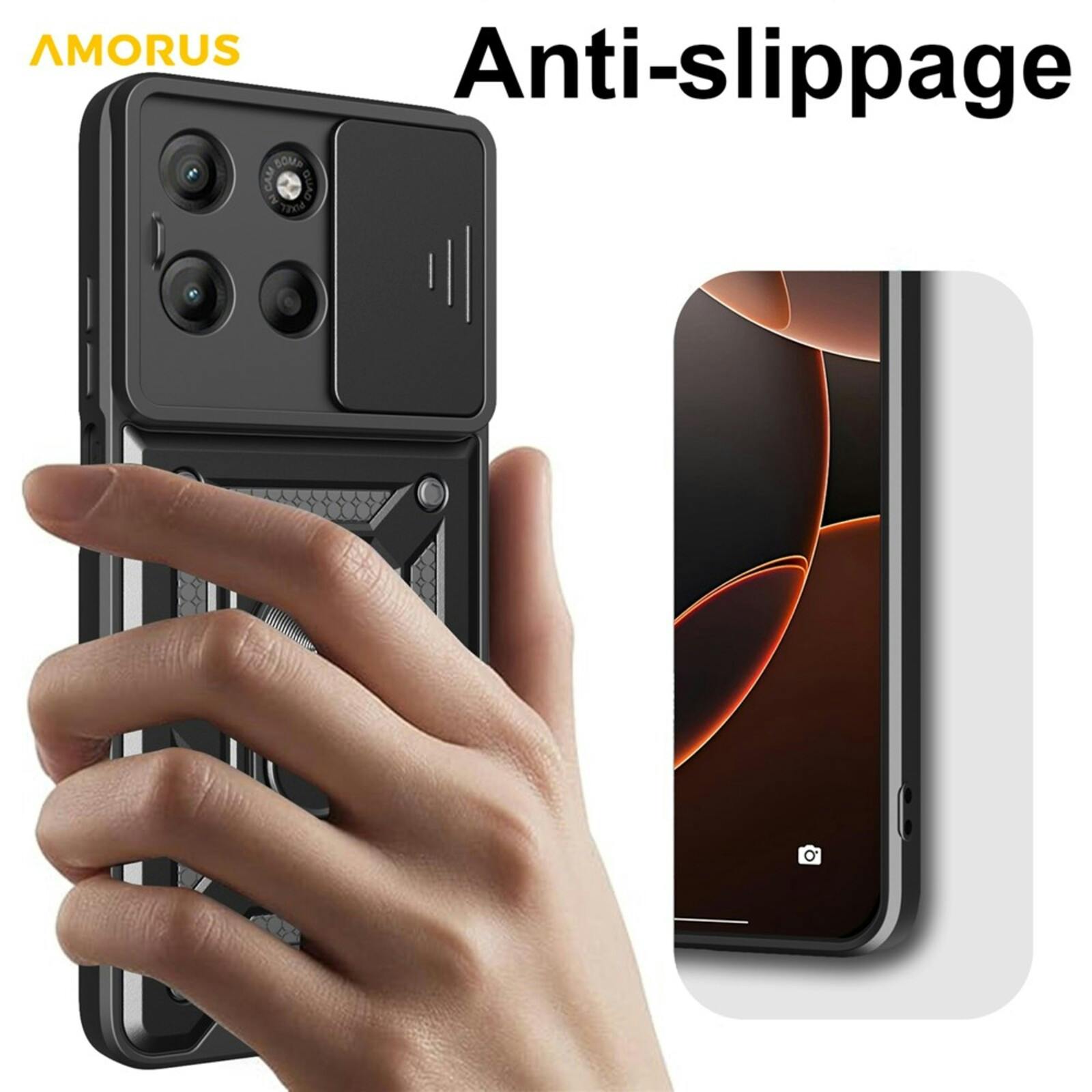 Amorus Motorola Moto G17 (Power) Shield Case met Camera-schuif Zwart