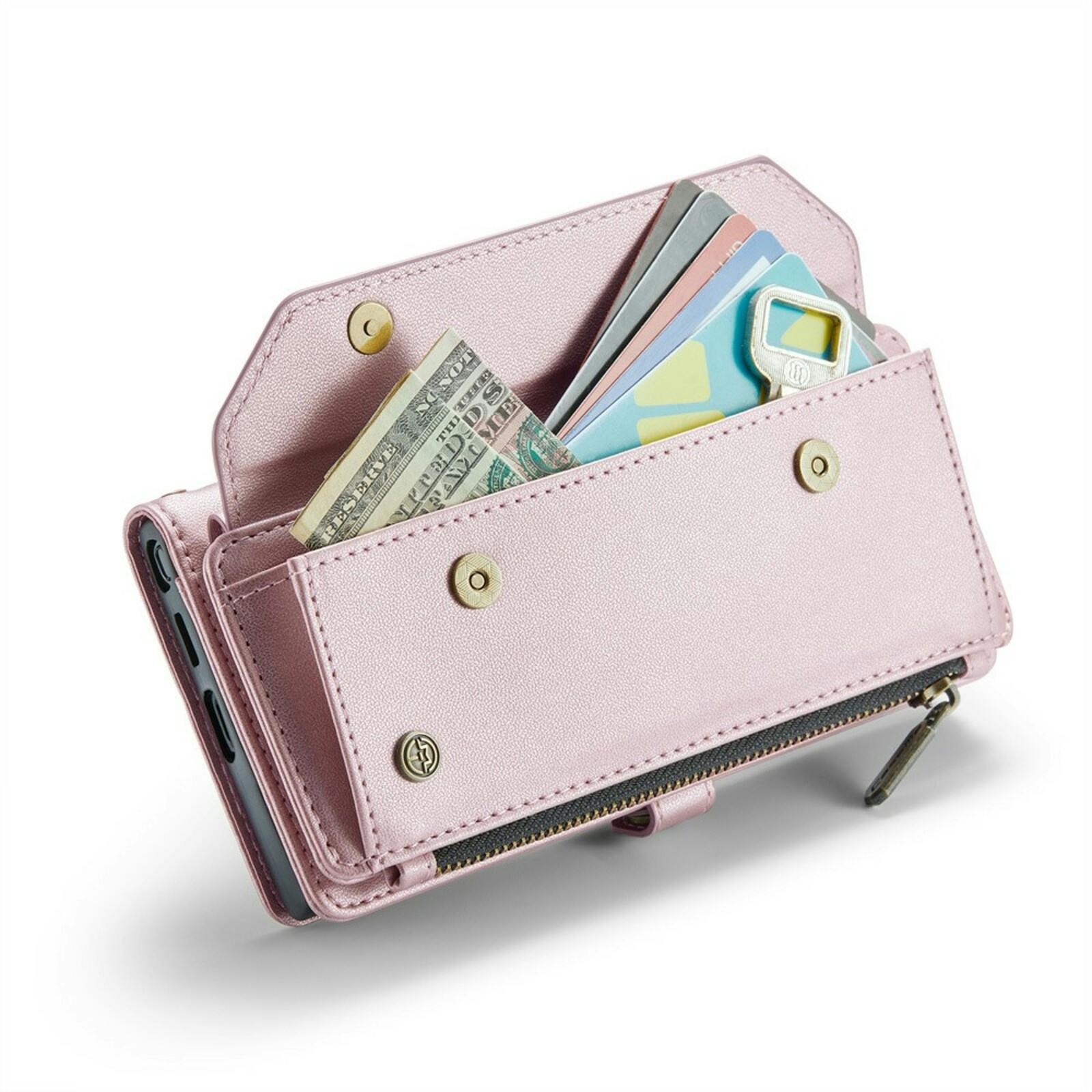 Caseme Samsung S24 Ultra Clutch Wallet met Koord Roze