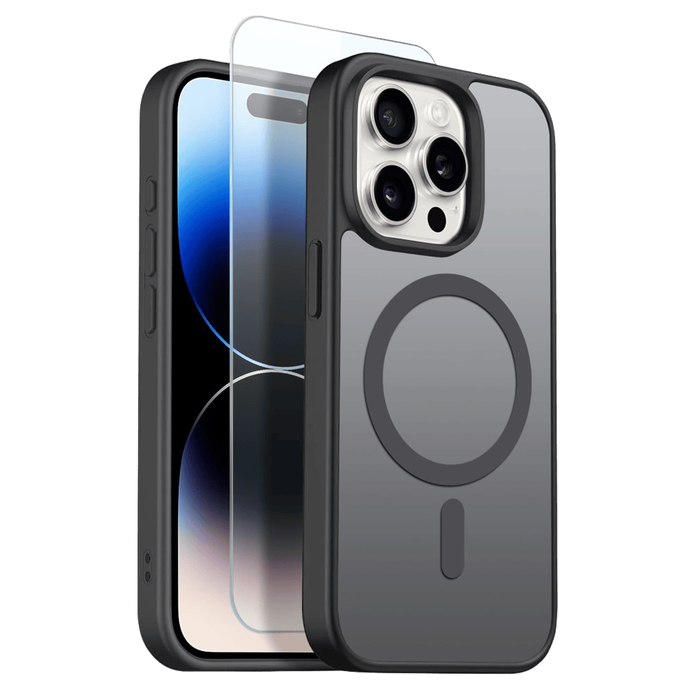 Northjo 2-in-1 iPhone 14 Pro Hoesje – Shockproof, MagSafe + Screenprotector Zwart