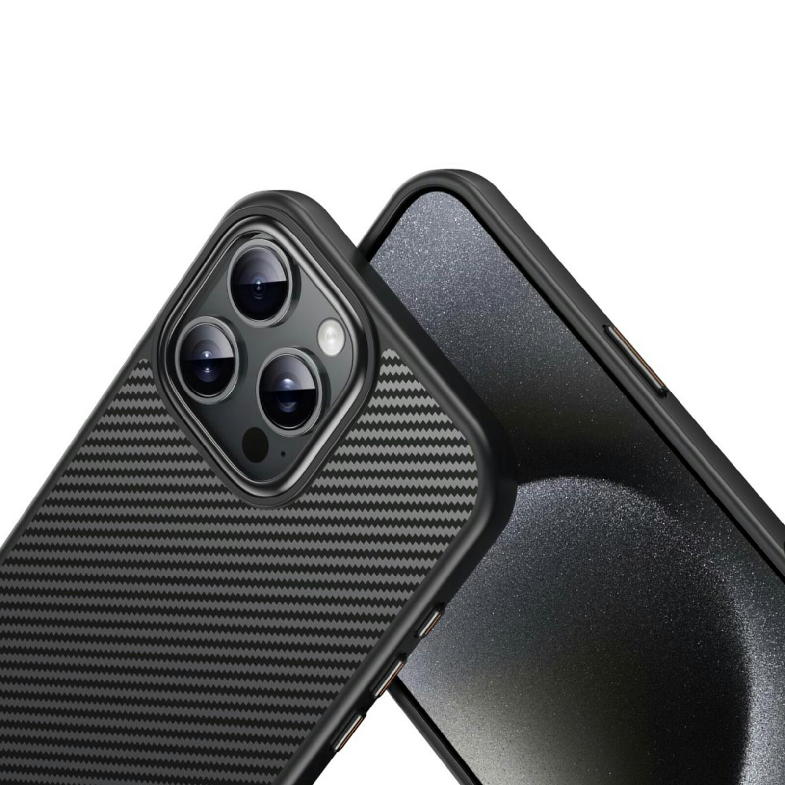 Mocaa iPhone 16 Pro Max Slim Carbon Pantser MagSafe Case Zwart