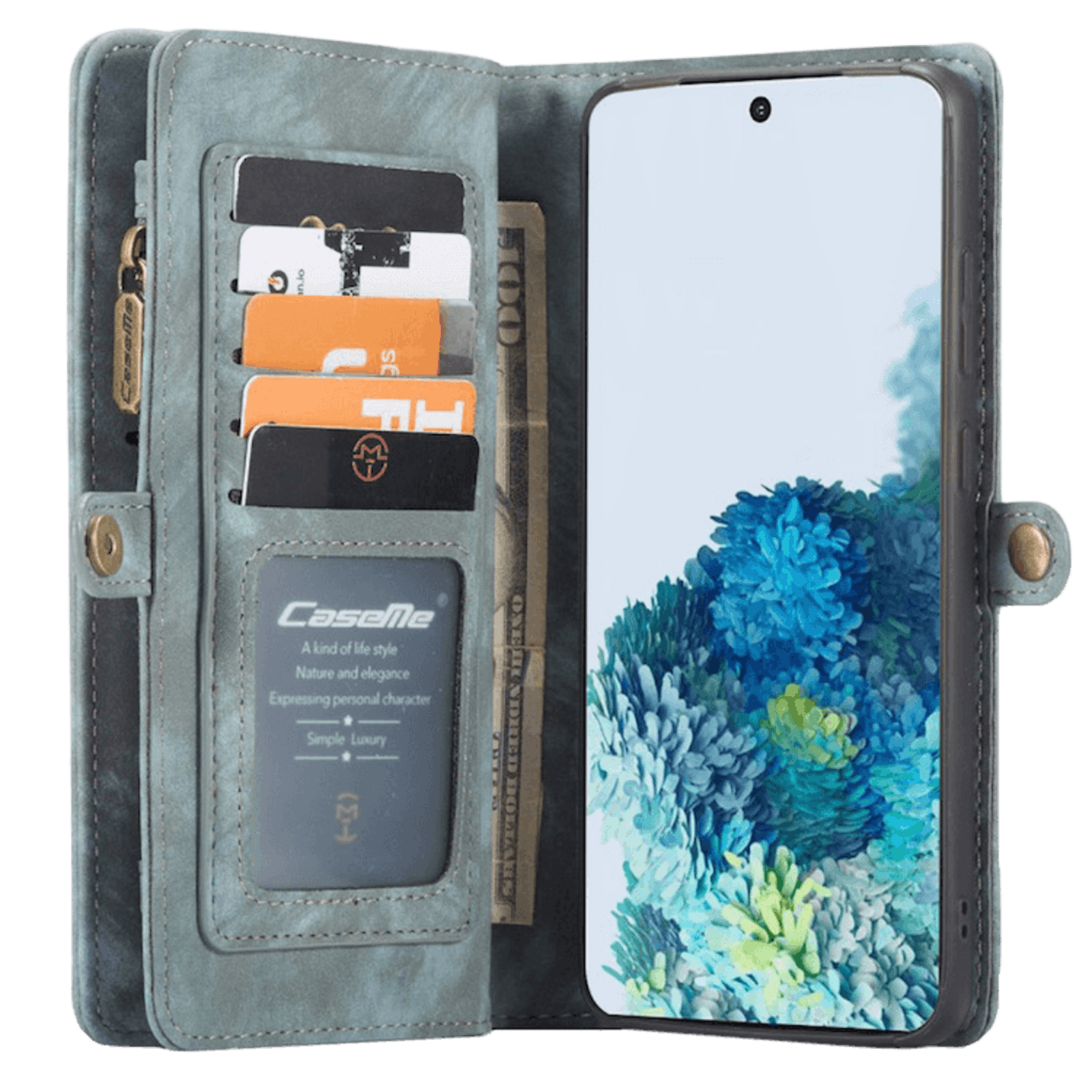 Caseme Samsung Galaxy S20 Ultra Vintage Bookcase Hoesje Blauw