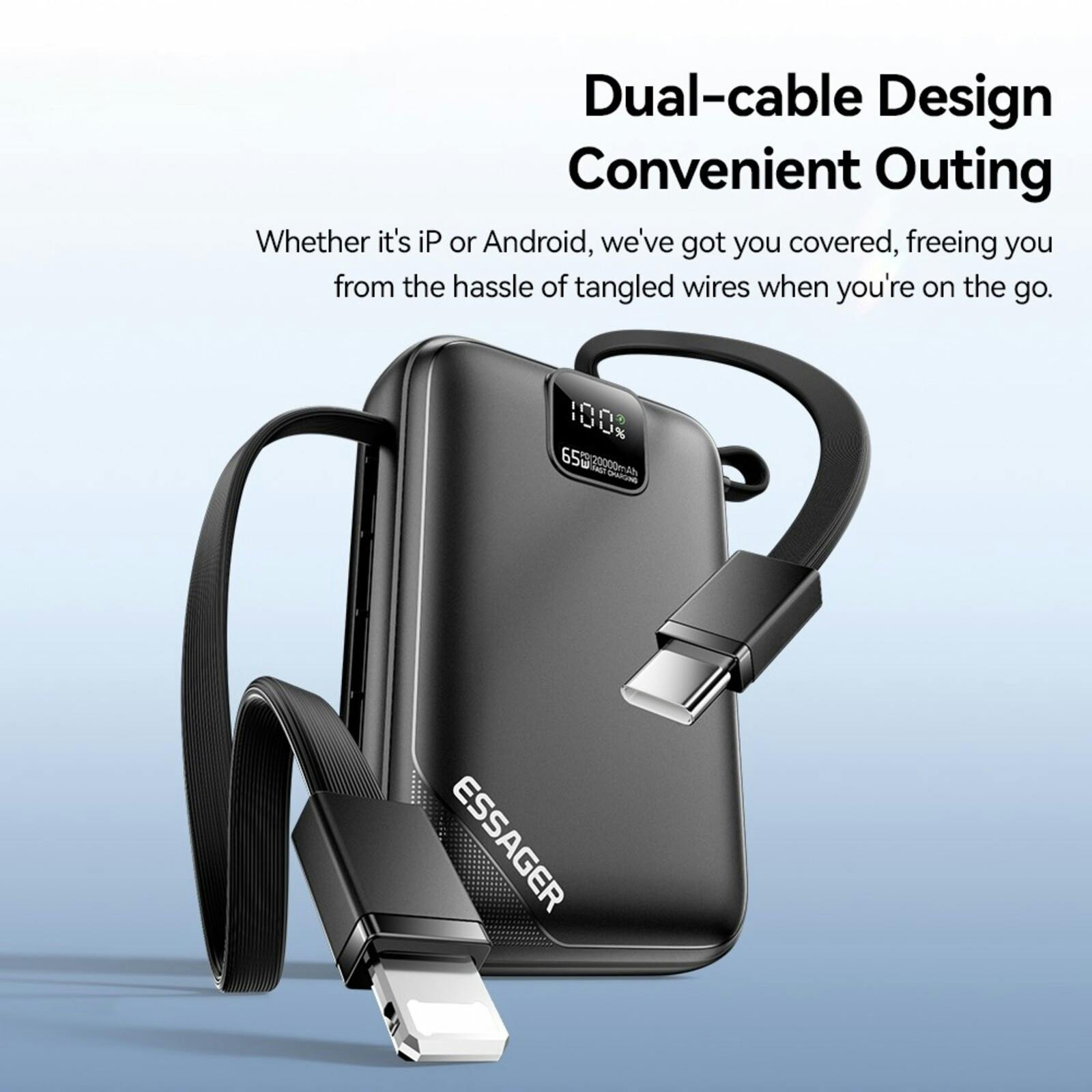 Essager 65W Rapid Portable Powerbank 20.000mAh Zwart