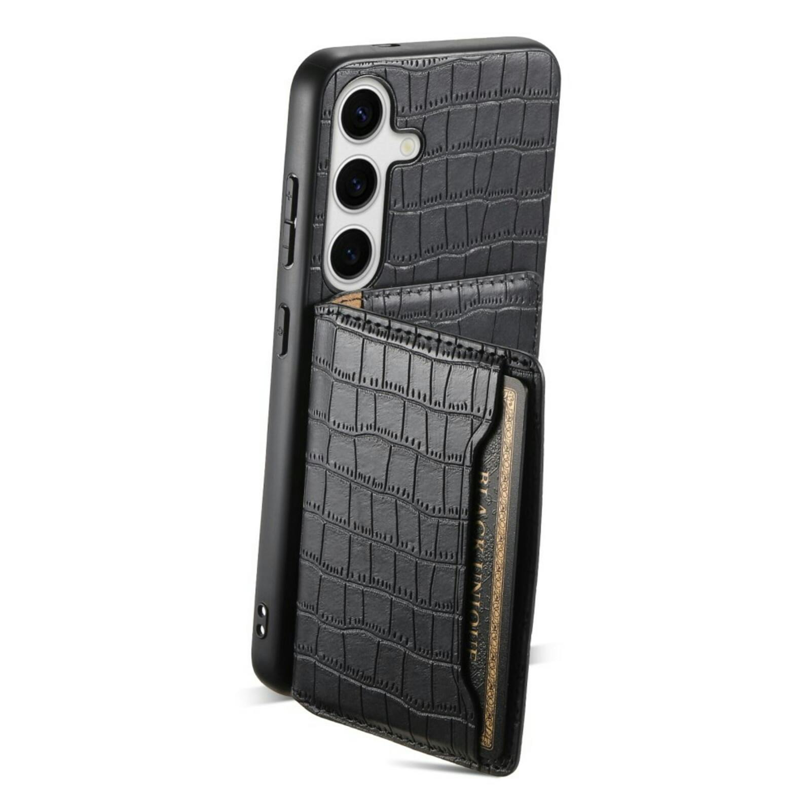 Mocaa Samsung Galaxy S24 Plus Card Holder Backcover Croc Zwart