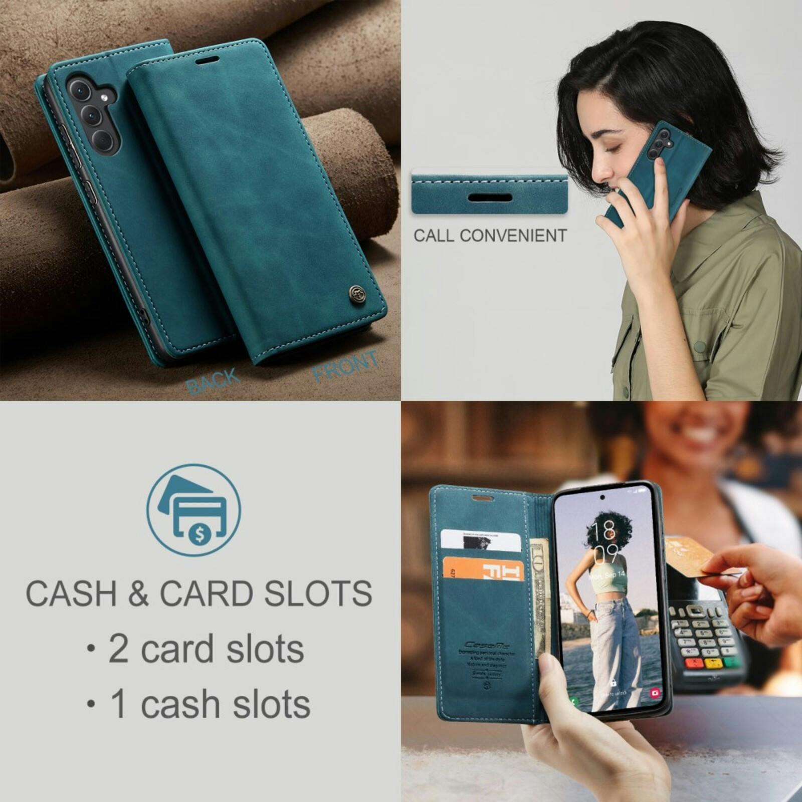 Caseme Samsung Galaxy A56 Business Bookcase Hoesje Blauw