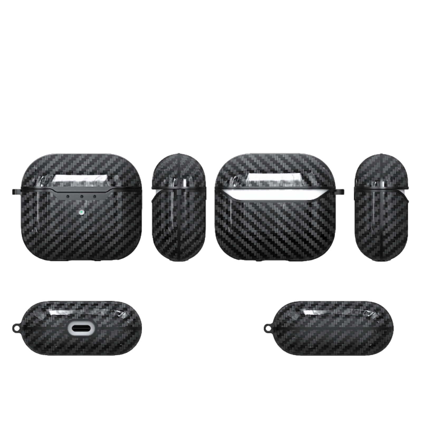 Mocaa Carbon Fiber TPU Beschermcase AirPods 3 met Haak Zwart