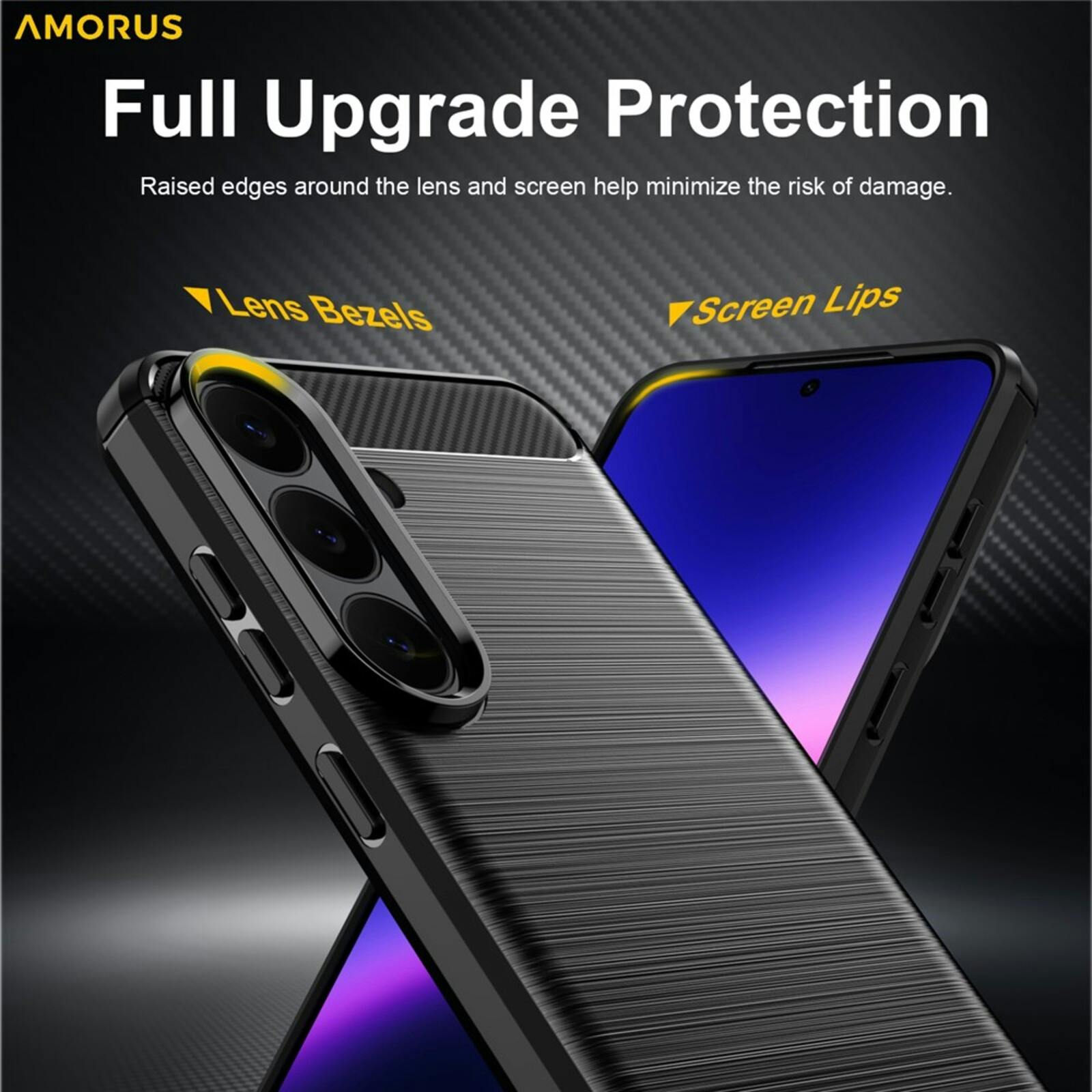 Amorus Samsung Galaxy S26 FE Carbon Fiber Magnetic Hoesje Zwart