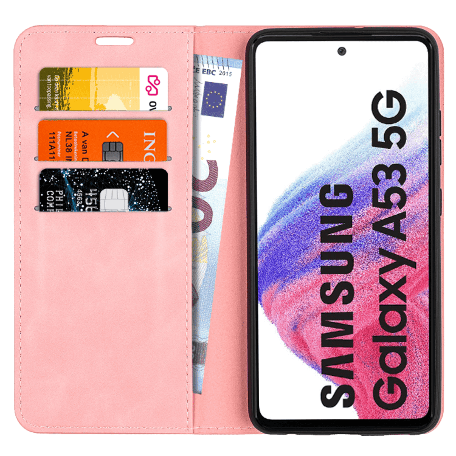 Mocaa Samsung Galaxy A53 Magnetisch Slim-Fit Bookcase Hoesje Roze