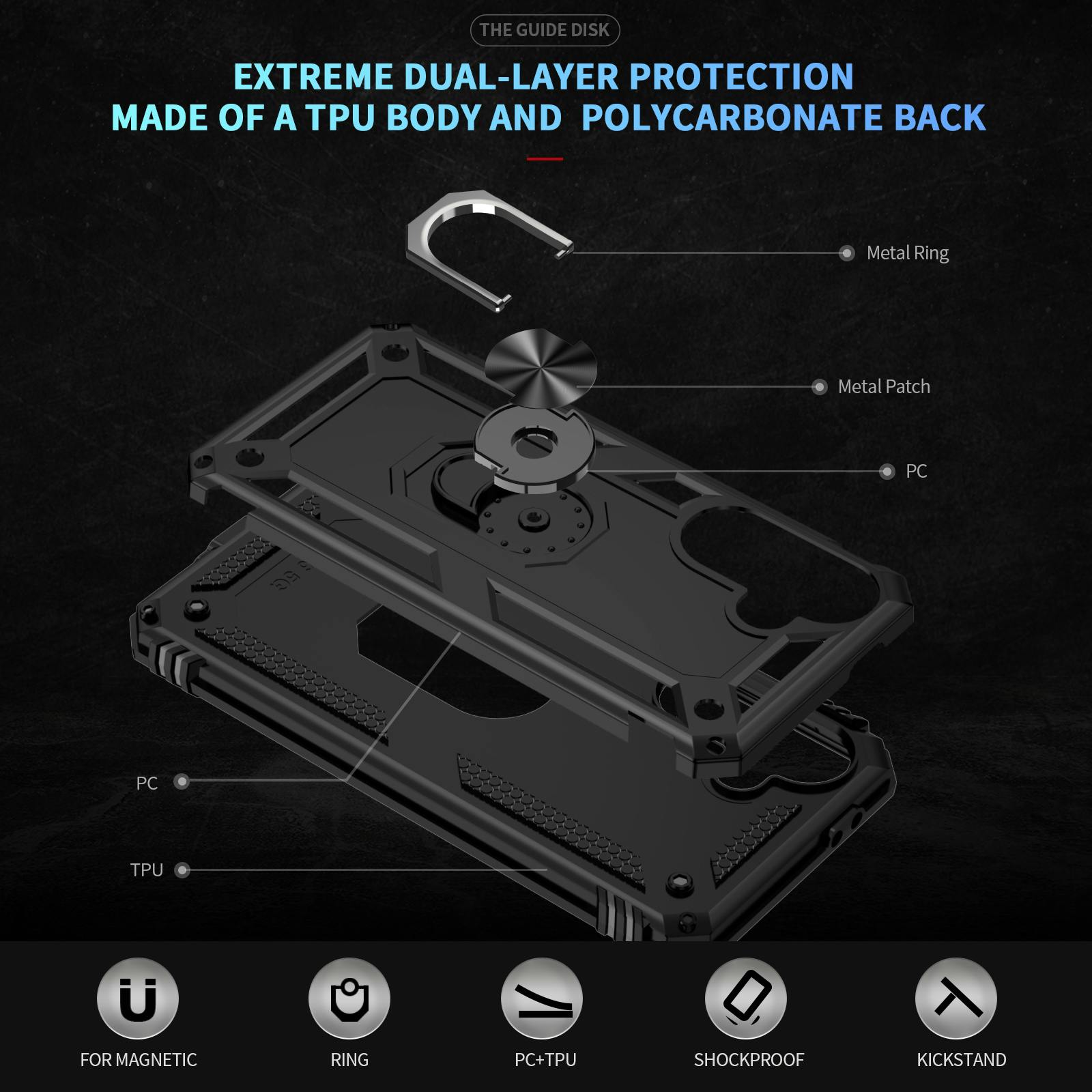 CaseBody Samsung Galaxy A37 Shield Case Zwart