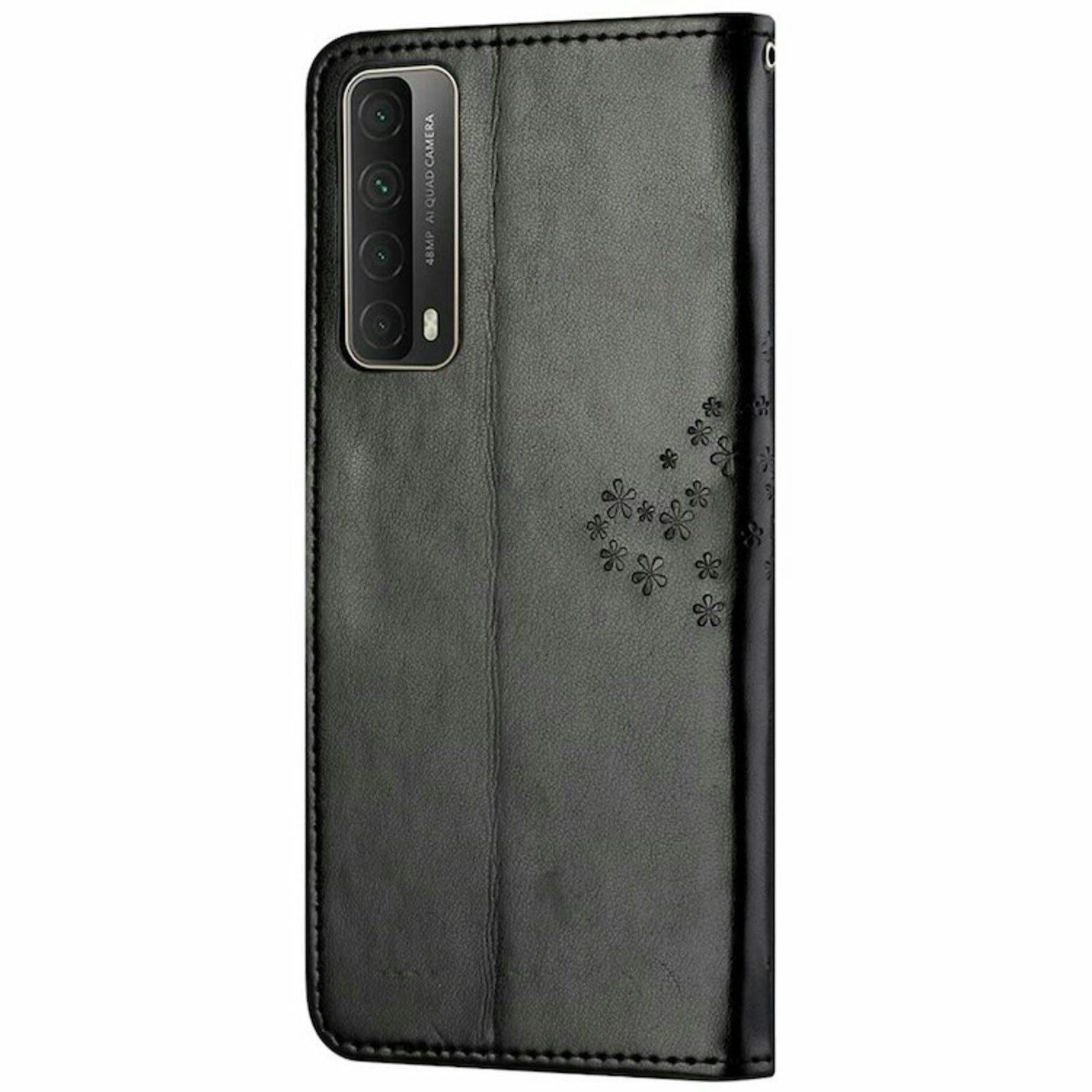 Comfycase Huawei P Smart 2021 Bookcase Hoesje Uiltjes Zwart
