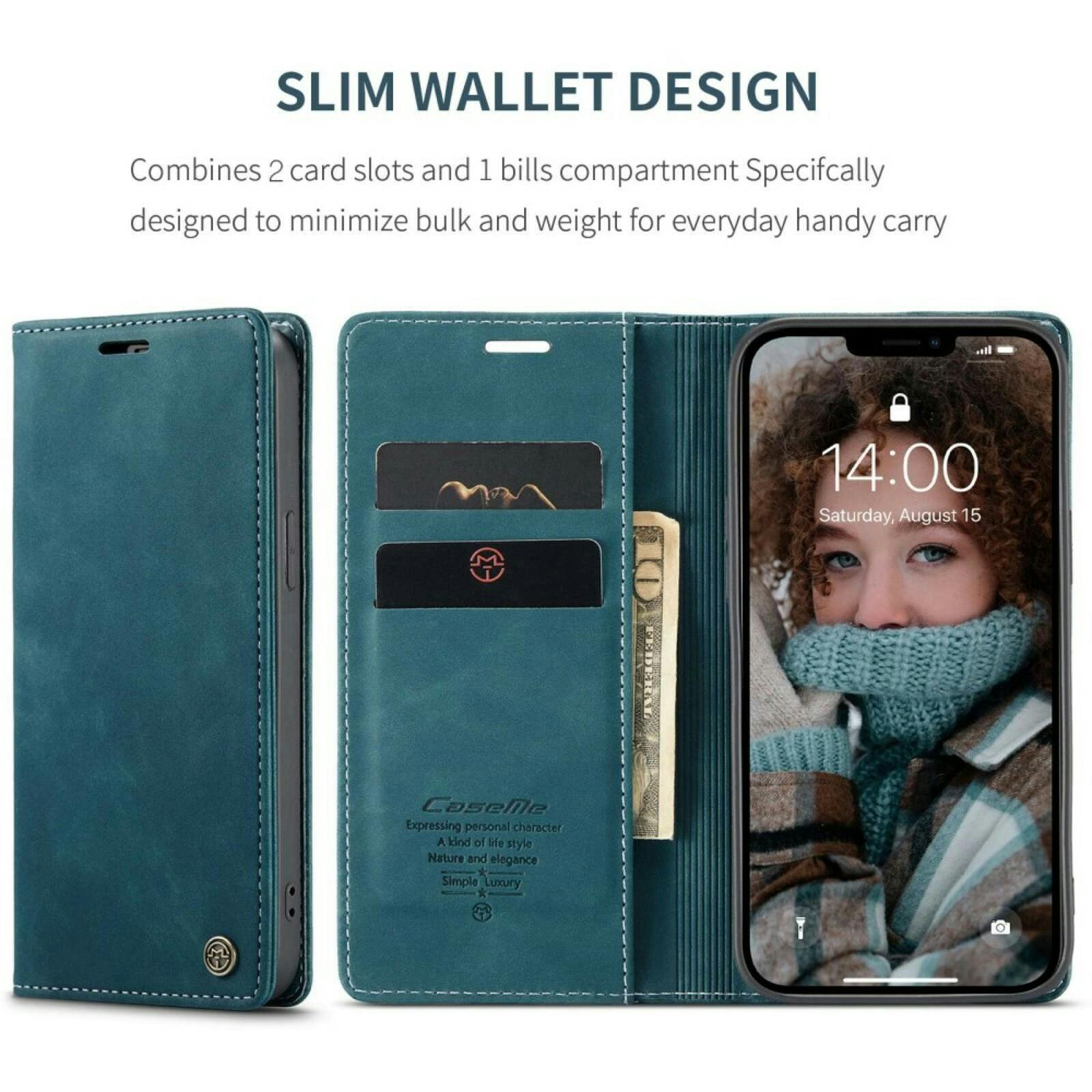 Caseme iPhone 13 Business Wallet Bookcase Hoesje Blauw