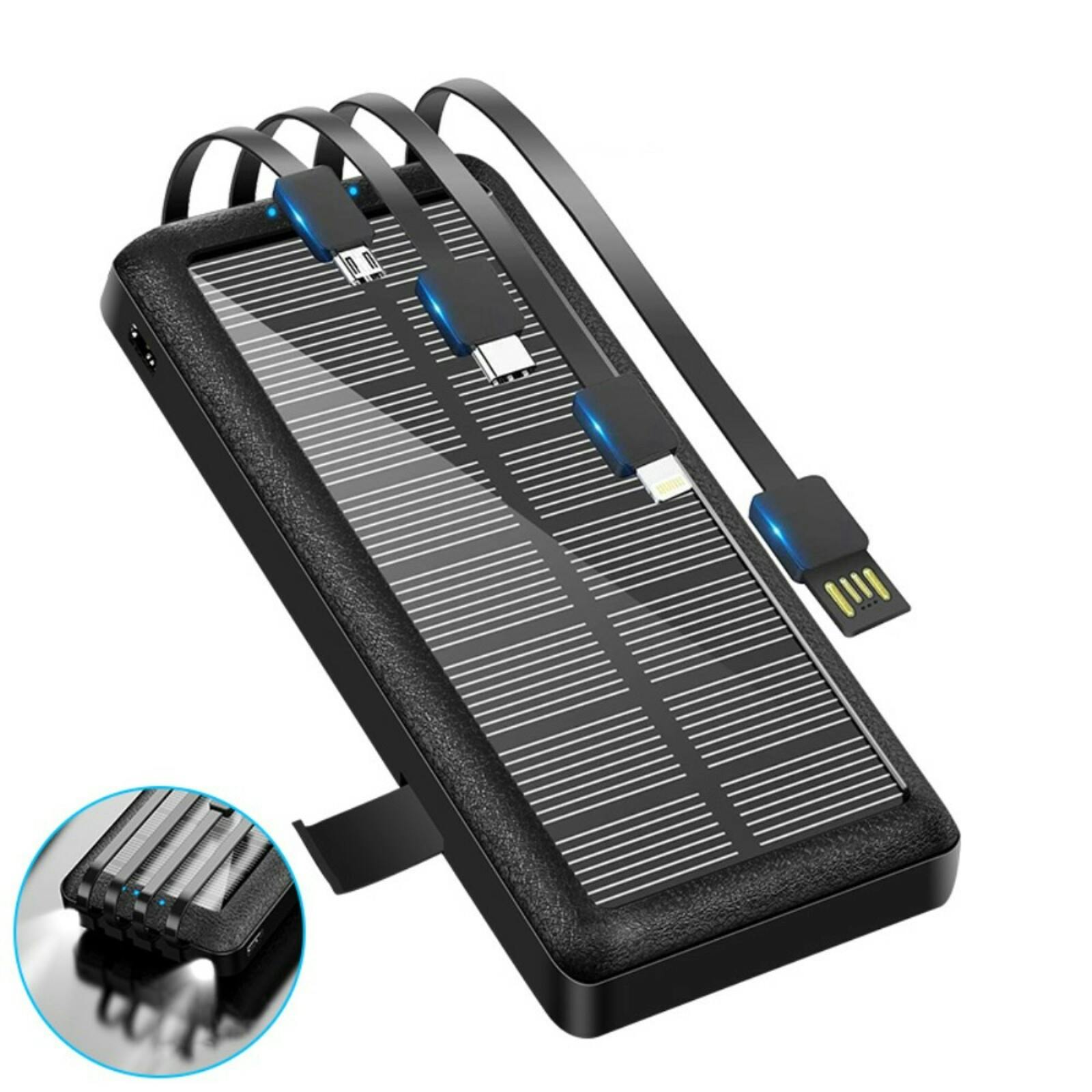 PSOOO 30.000mAh Slim-Fit High Capacity Solar Powerbank Zwart 30.000 mAh