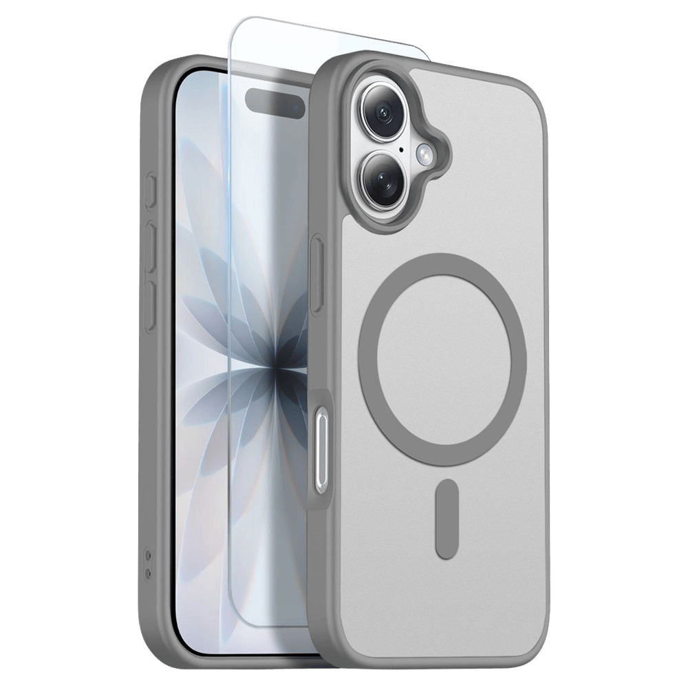 Northjo 2-in-1 iPhone 17 Hoesje – Shockproof, MagSafe + Screenprotector Grijs