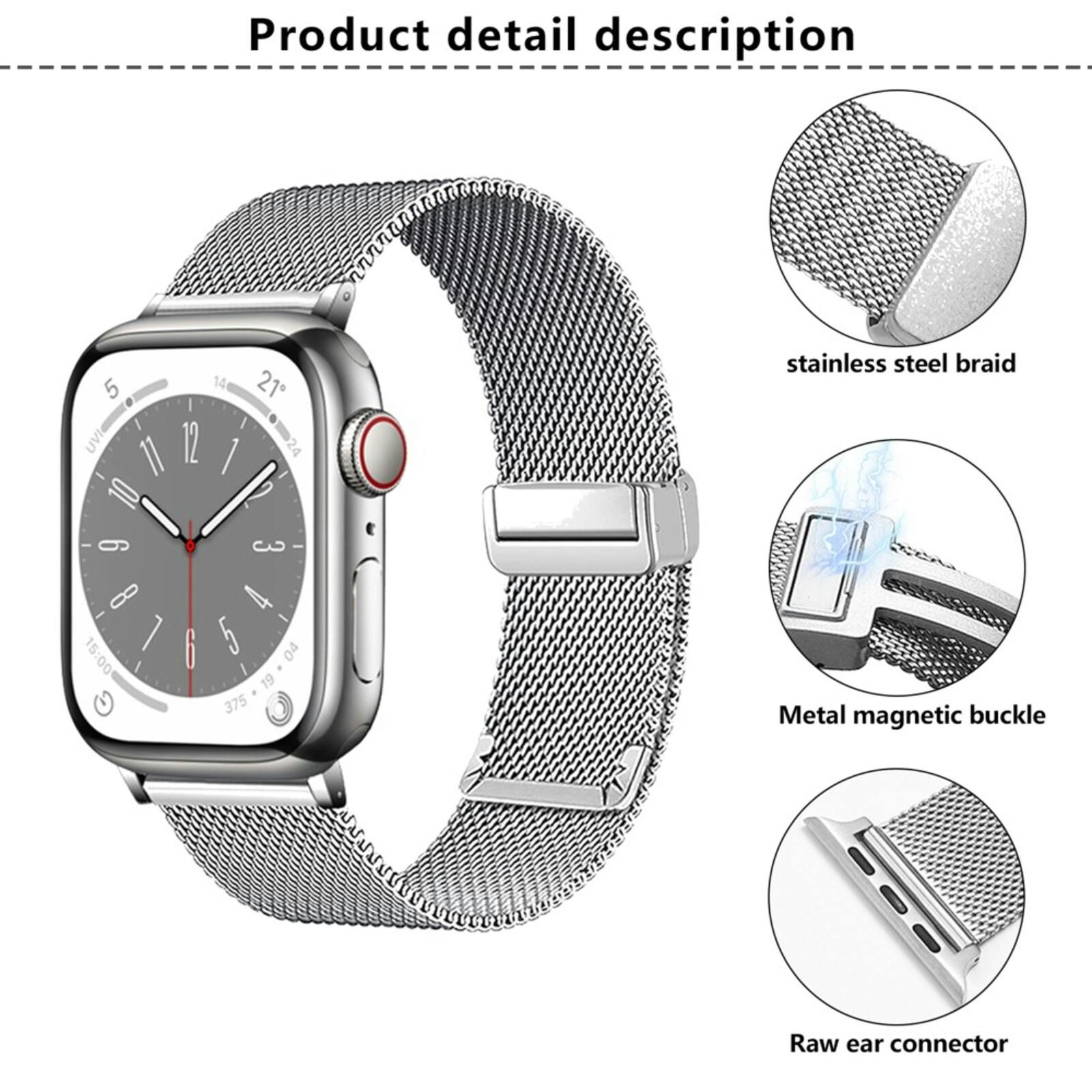 Kalebol Apple Watch Milanees Bandje 45-46mm Zwart