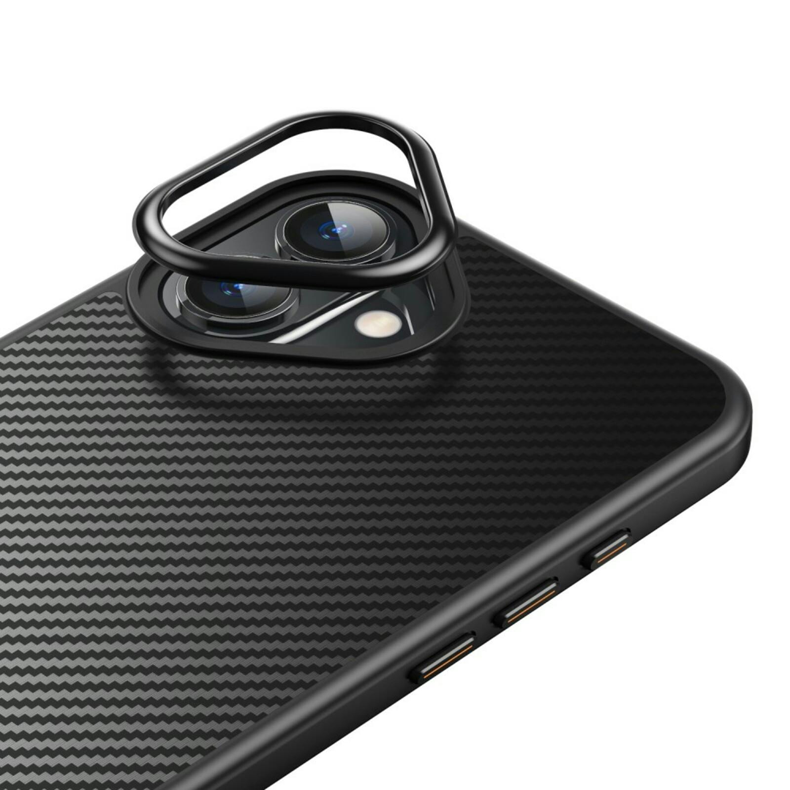 Mocaa iPhone 16 Slim Carbon Pantser MagSafe Case Zwart