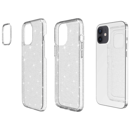 TwoTone iPhone 12 (Pro) Glitz Hoesje Transparant